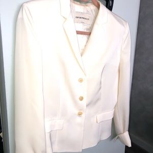 Winter white silk suit